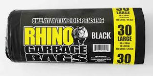 Rhino Garbage Bags Ezee Pull Large 30" x 36" x .6ml-12/cs